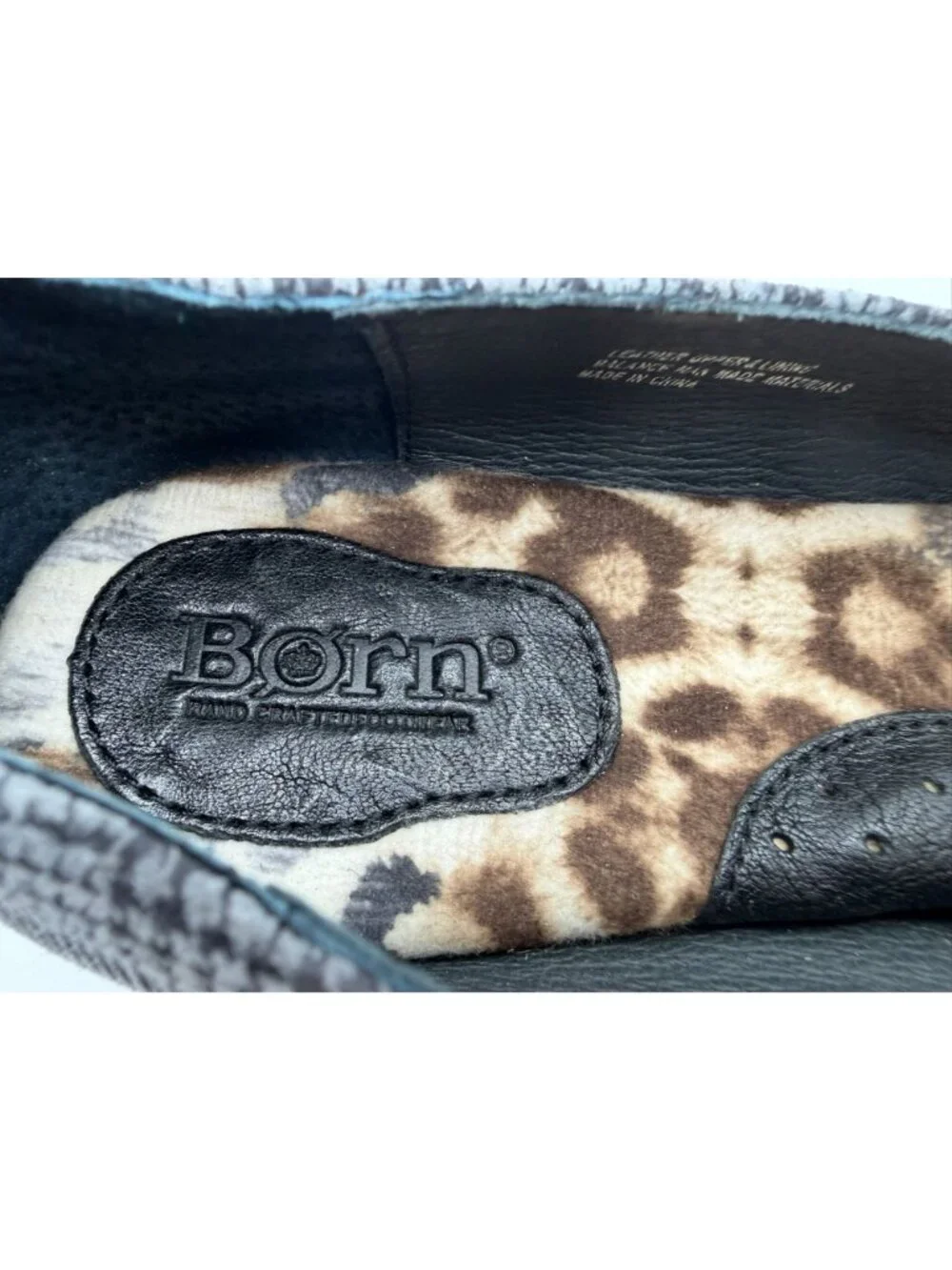 Born Molly Flats Women Size 7.5M Gray Plaid Fabric Round Toe Cushioned Shoes